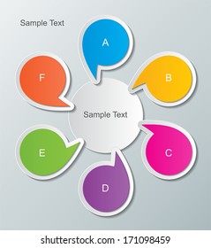 six blank colorful paper speech bubbles. infographic elements. vector.