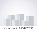 Six blank square podiums stand to show products on white background, Vector illustration.