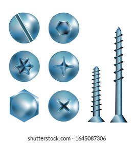 Six blue crews and heads, vector illustration