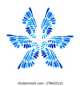 Six Blue Seraph Angel Wings Concept Vector Illustration