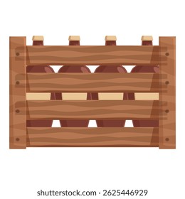 Six bottles in a wooden crate are ready to be shipped, stored, or sold by a brewery or distributor