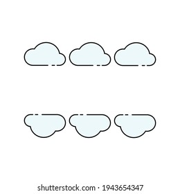 Six bright cloud Illustration, wallpaper, lockscreen, pattern. modern simple vector icon, flat graphic symbol in trendy flat design style.