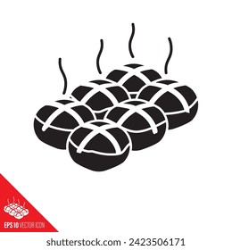 El 11 de setiembre, seis buns vectoriales de glifo para el Día de los Buns Hot Cross
