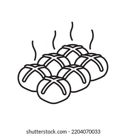 Six buns vector line icon for Hot Cross Buns Day on September 11