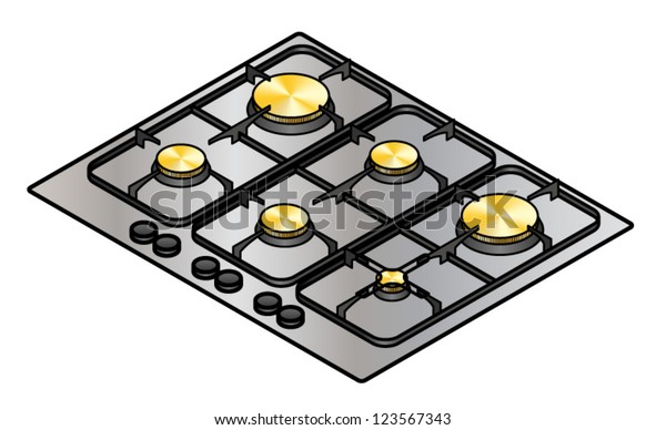 Six Burner Gas Cooktopstove Stock Vector Royalty Free 123567343