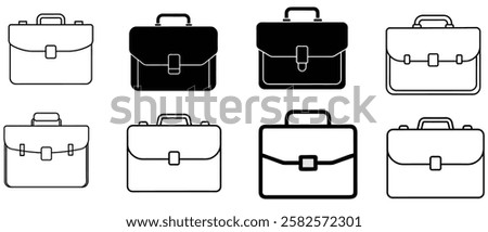 Six Business Briefcase Icons in Black and White