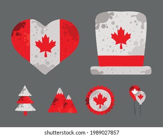 six canada day set icons