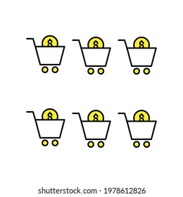 Six cart Illustration. modern simple vector icon, flat graphic symbol in trendy flat design style. wallpaper. lockscreen. pattern. frame, background, backdrop, sign, logo.
