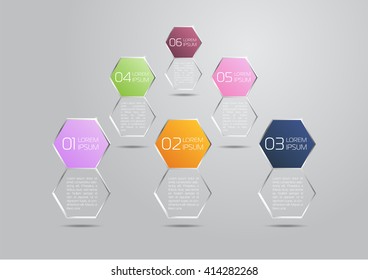 Six cases hexagon infografic