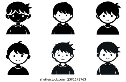 Six child icons, in a black and white silhouette style.