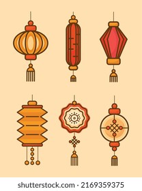 six chinese moon festival icons