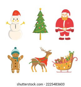 Six christmas character vector illustration