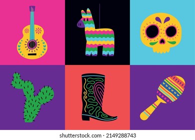 six cinco de mayo set icons