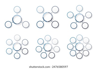 Six circle diagram templates, business infographics, vector eps10 illustration