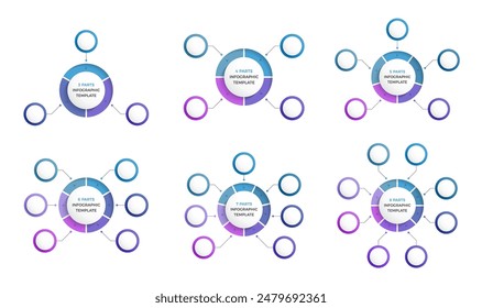 Six circle diagram templates, business infographics, vector eps10 illustration