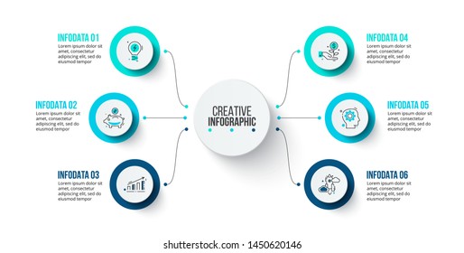 Six circle infographic elements. Business template for presentation. Vector concept with 6 options or steps.