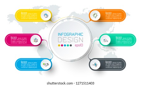 Six circles with business icon infographics.