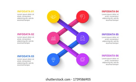 Six circles infographic elements. Business template for presentation. Vector flowchart concept with 6 options or steps.