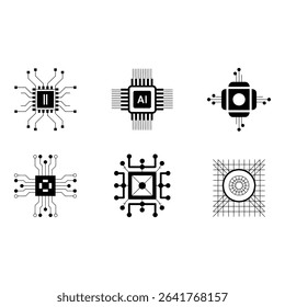 Six circuit board designs isolated on white background