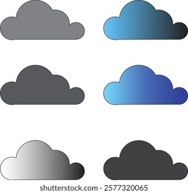 Six Cloud silhouette vector image 