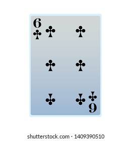 six of clubs card icon cartoon vector illustration graphic design