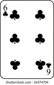 Six of Clubs Vector Illustration