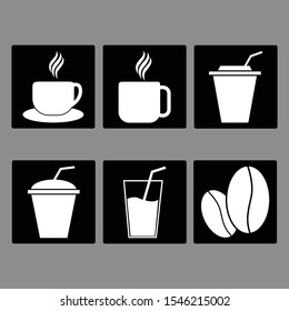 SIX COFFEE WHITE WEB ICONS SET