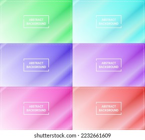 six collections of green, blue, purple, pink, red and white gradient abstract background with frame and diagonal shining. suitable for homepage, wallpaper, banner, copy space and backdrop