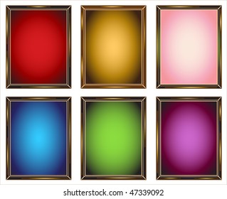 Six color antique picture frames. Text Area Background