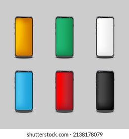 Sechs farbiger Hintergrund - Mobiltelefon auf grauem Hintergrund