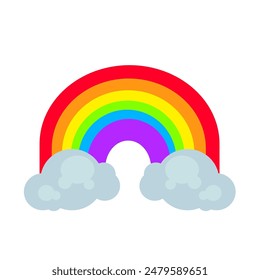 arco iris de seis colores con nubes , Diversity symbol, lgbt, mes del orgullo - Vector icon