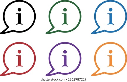 Six color set of simple information icons