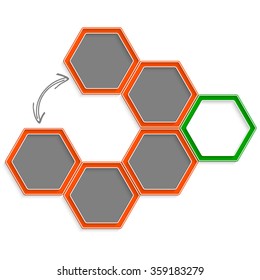 Six colored hexagons for your text