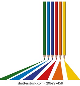 six colored pencils draw lines