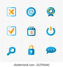 Six Colorful flat social icons set on White