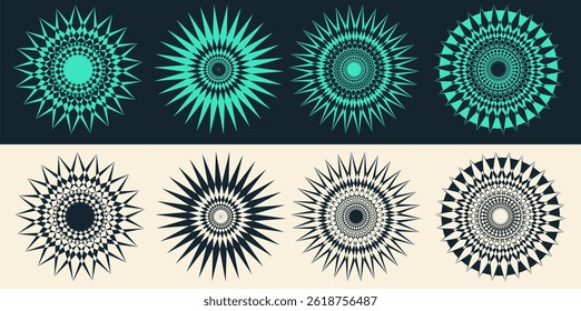 Six colorful geometric patterns suitable for backgrounds, packaging, textiles, stationery, and digital designs with a modern and vibrant look.