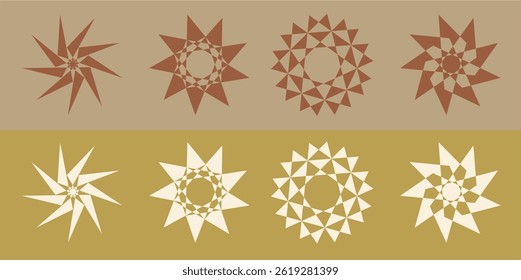 Six colorful geometric patterns suitable for backgrounds, packaging, textiles, stationery, and digital designs with a modern and vibrant look.