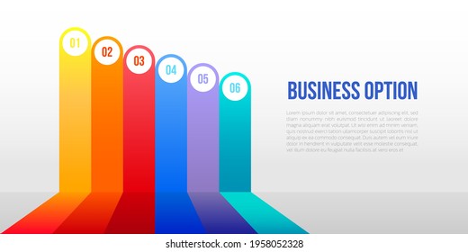 six colorful Graph design for workflow layout, diagram, annual report, web design. Business concept with 6 options