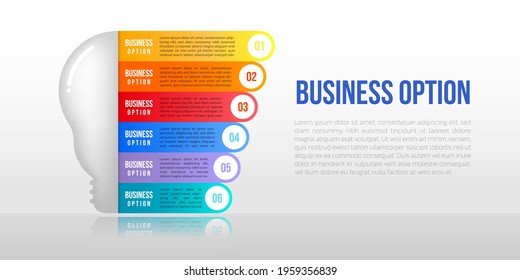 six colorful Graph design for workflow layout concept ideas, diagram, annual report, web design. Business concept with 6 options