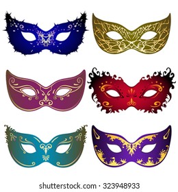 Six colorful masks