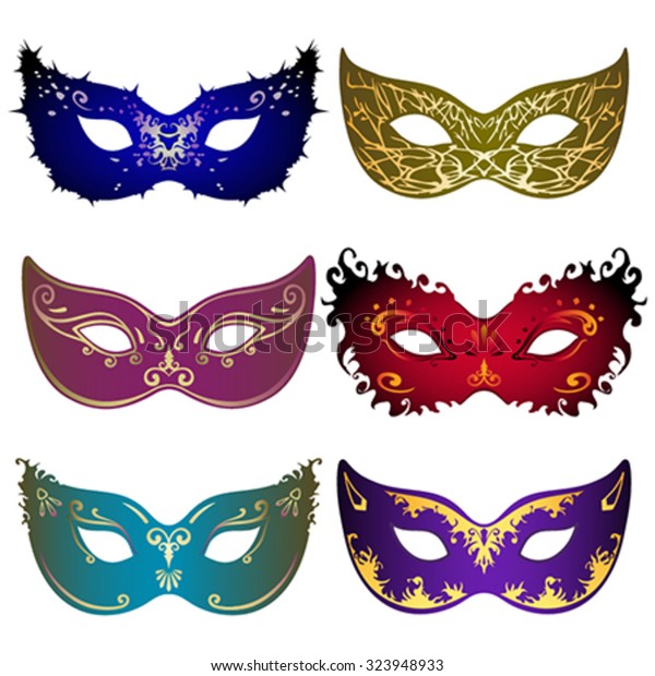 Seis máscaras coloridas
