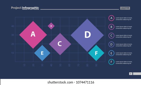 Six colorful rhombs on grid slide template. Business data. Graph, chart, design. Creative concept for infographic, report. Can be used for topics like statistics, analysis, research