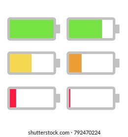 Six colorful, rounded rectangle batteries, each showing a different stage of battery life.