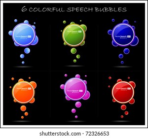 Six Colorful Speech Bubbles