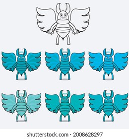 Six Colors Angel Termite Termite Mascot Character, White Colors Background, Vector and Illustration
