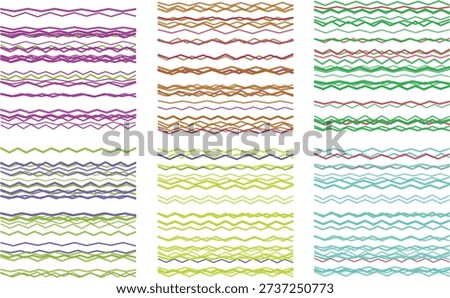 Six columns of wavy lines in different colors and patterns on a white background, creating a visually appealing texture.