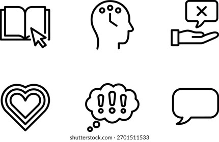 Seis iconos de comunicación establecidos únicos