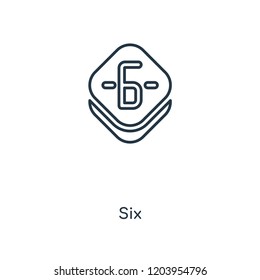 Six concept line icon. Linear Six concept outline symbol design. This simple element illustration can be used for web and mobile UI/UX.
