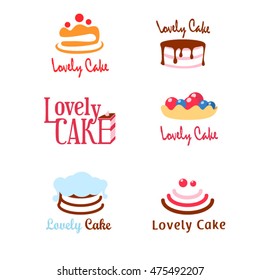 Six concepts of pie and cake logotypes