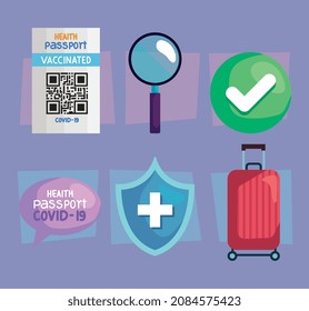 six covid19 health passport icons